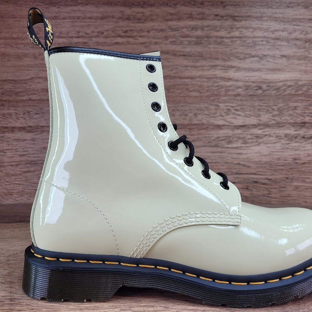 Dr. Martens 1460 Patent Leather Pastel Yellow Lace Up Boots Women's Size 10
